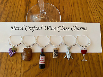 Beautiful Wine Glass Charm Rings Set Of 6 VINTAGE PENDANT/CHARMS