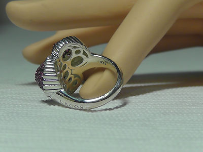 Pre-owned Lagos Sterling Silver Muse Pink Sapphire Pave Fluted Oval Ring. Sz 7new$1250 In Silver/pink
