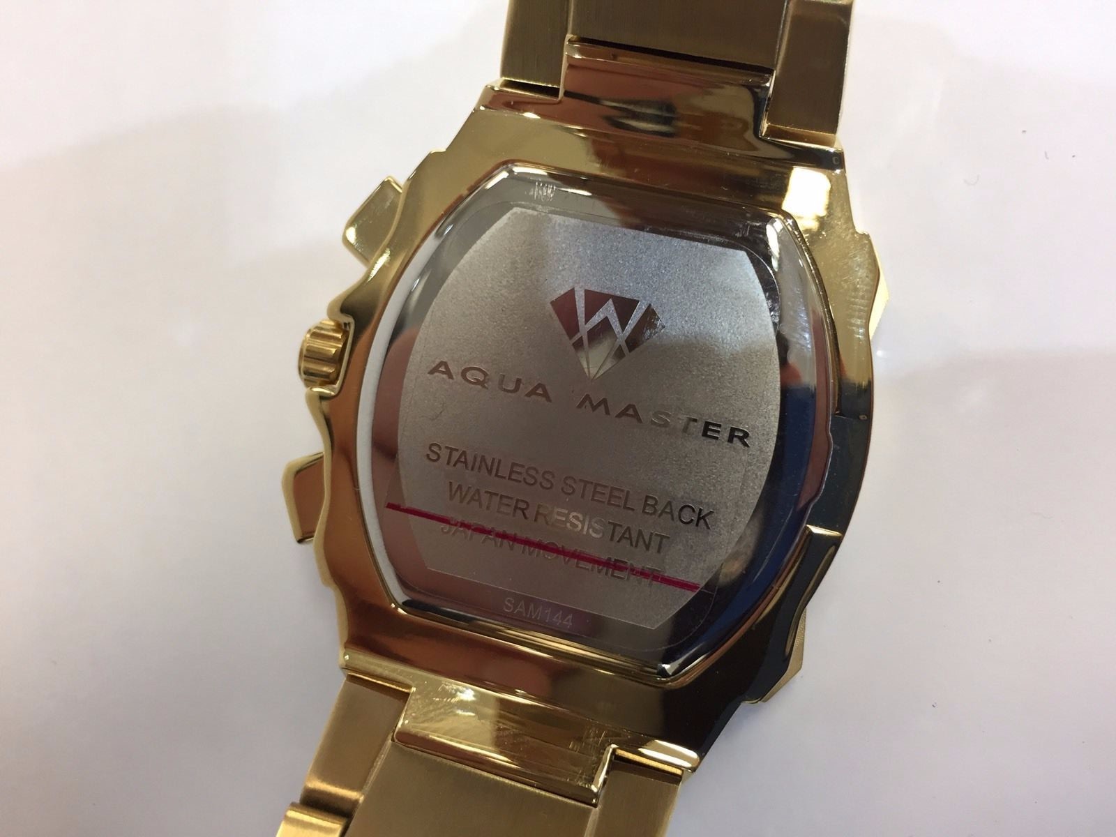 Pre-owned Aqua Master Men  Jojo Jojino Joe Rodeo Yellow Metal Band 40mm Diamond Watch W143