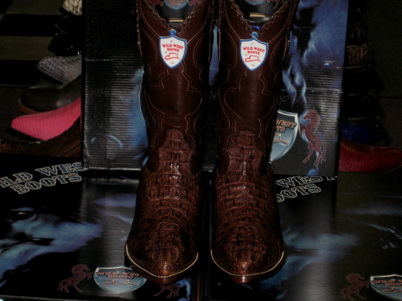 Pre-owned Wild West Boots Wild West Brown Crocodile Hornback Western Cowboy Boot J-toe (d) 2990207
