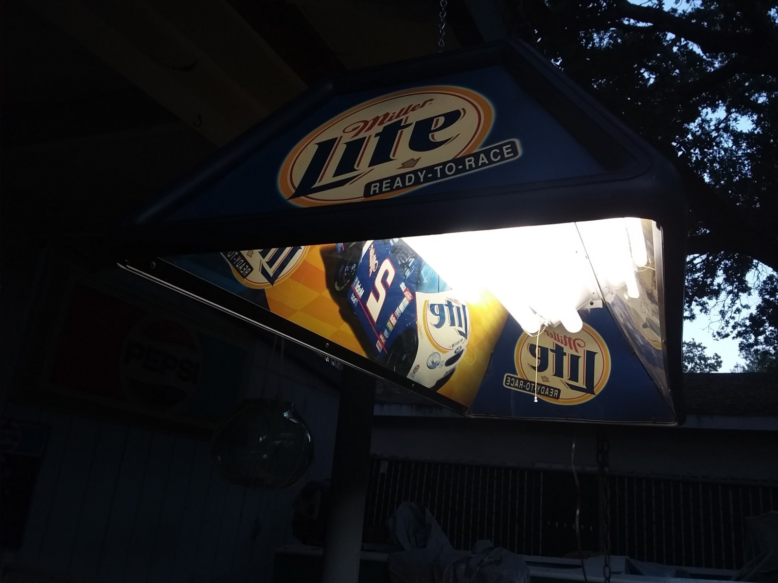 RARE..  MILLER LITE POOL TABLE BILLARD HANGING LIGHT LAMP NASCAR 1999