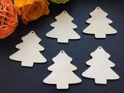 5x Baum Tannenbaum Holz hängen Basteln anmalen Tischdeko DIY Streudeko