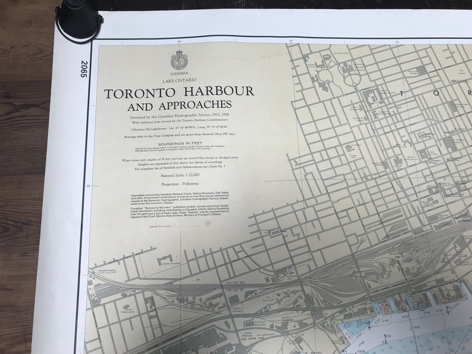 1974 /1976 LAKE ONTARIO - TORONTO HARBOUR & APPROACHES NAUTICAL MAP !!!