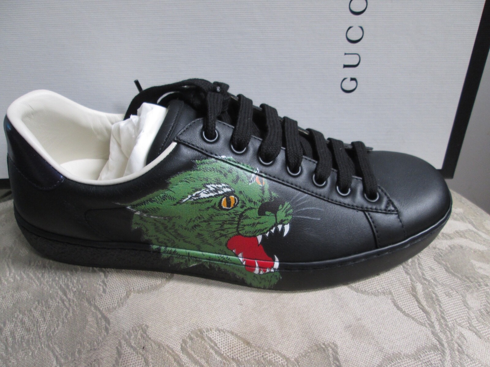 new GUCCI men's designer black ace sneakers w/ panther Az new GUCCI men's designer black ace sneakers w/ panther Az