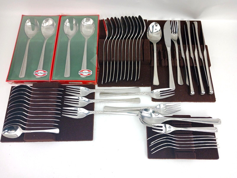 Tischfein Besteck, Salatbesteck, Messer, LÃ¶Ffel, Gabeln, KaffeelÃ¶Ffel   46 Teil.