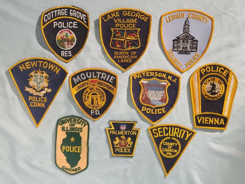 Lot of 10 Different Police Department (and Police Related) Patches, (Lot #9)