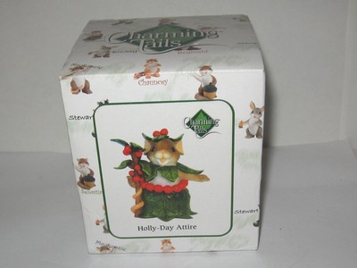 Fitz & Floyd Charming Tails Holly Day Attire Christmas Mouse Figurine NIB 83/121
