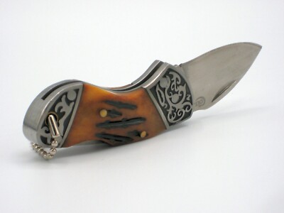 Colt Chubby Cousins 2 5/8'' Key Chain Knife Lockback Stag Bone Handle Brown CT703