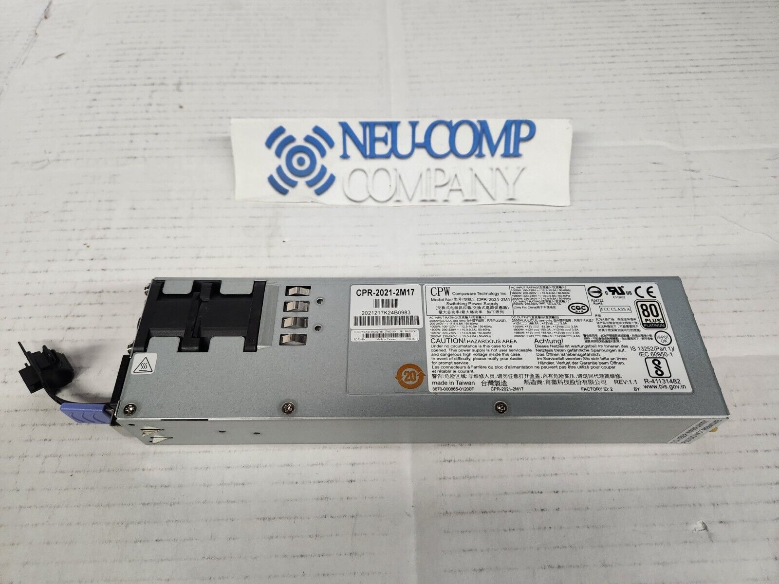 IBM PN 02YC415 01YM292 01YM310 2kW Power Supply V7000 Gen3 IBM PN 02YC415 01YM292 01YM310 2kW Power Supply V7000 Gen3