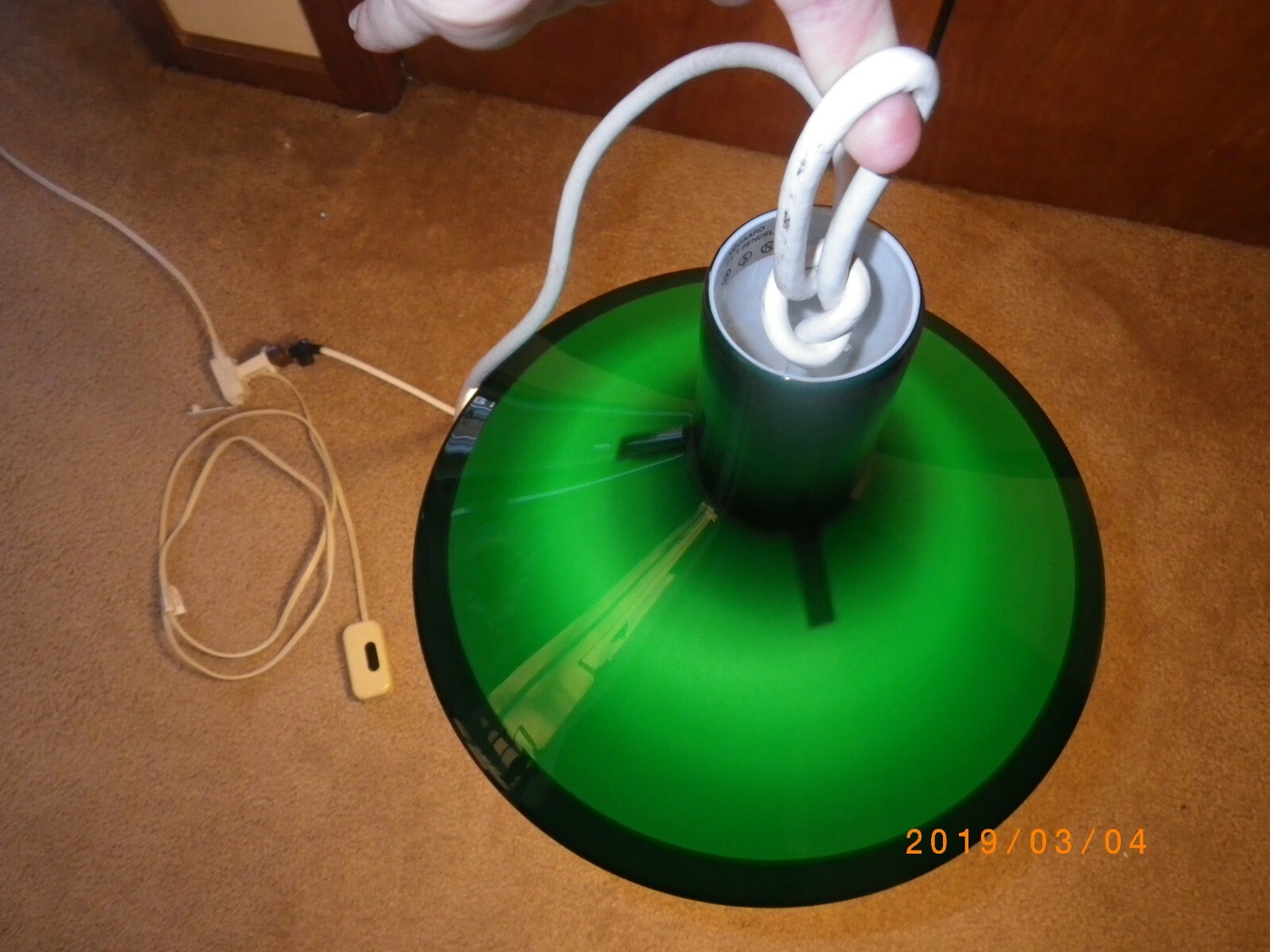 Old HOLMEGAARD Pendant Green GLASS Ceiling Danish LAMP Mid Century MICHAEL BANG