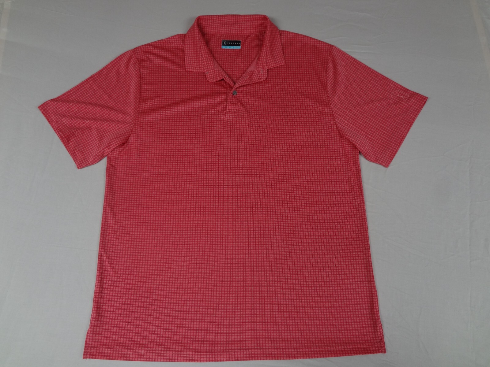 PGA TOUR GOLF RED CHECKERED PATTERN XL ATHLETIC POLO SHIRT