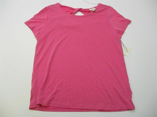 new A NEW DAY Shirt Women's Size S Casual Soft Modal Short Sleeve Back Tie Pink