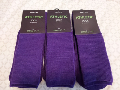 High Five Athletic Socks 3 ct. Size Small (sock  7 to 9) Purple Fits Youth 1 - 4