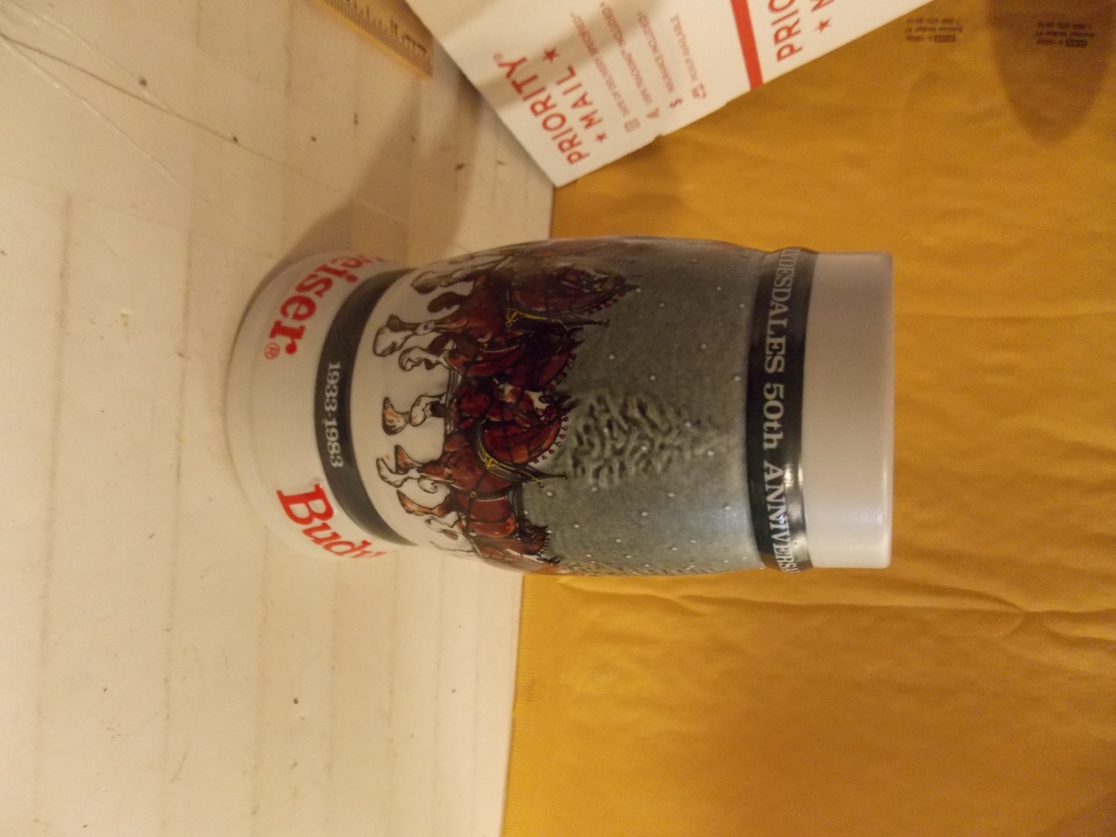 1982 Budweiser 50th Anniversary Clydesdales Holiday Beer Stein Mug 1933-1983