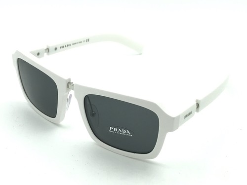 Pre-owned Prada Spr 09x 4ao-5s0 Men's White Square Sunglasses 53-21 145 Italy In Gray