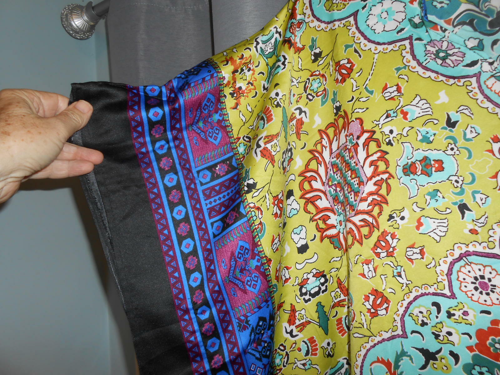 SALE NEW SANTE MUMU FITS 1X- 3X CAFTAN  DRESS lime green aqua red SATIN FEEL