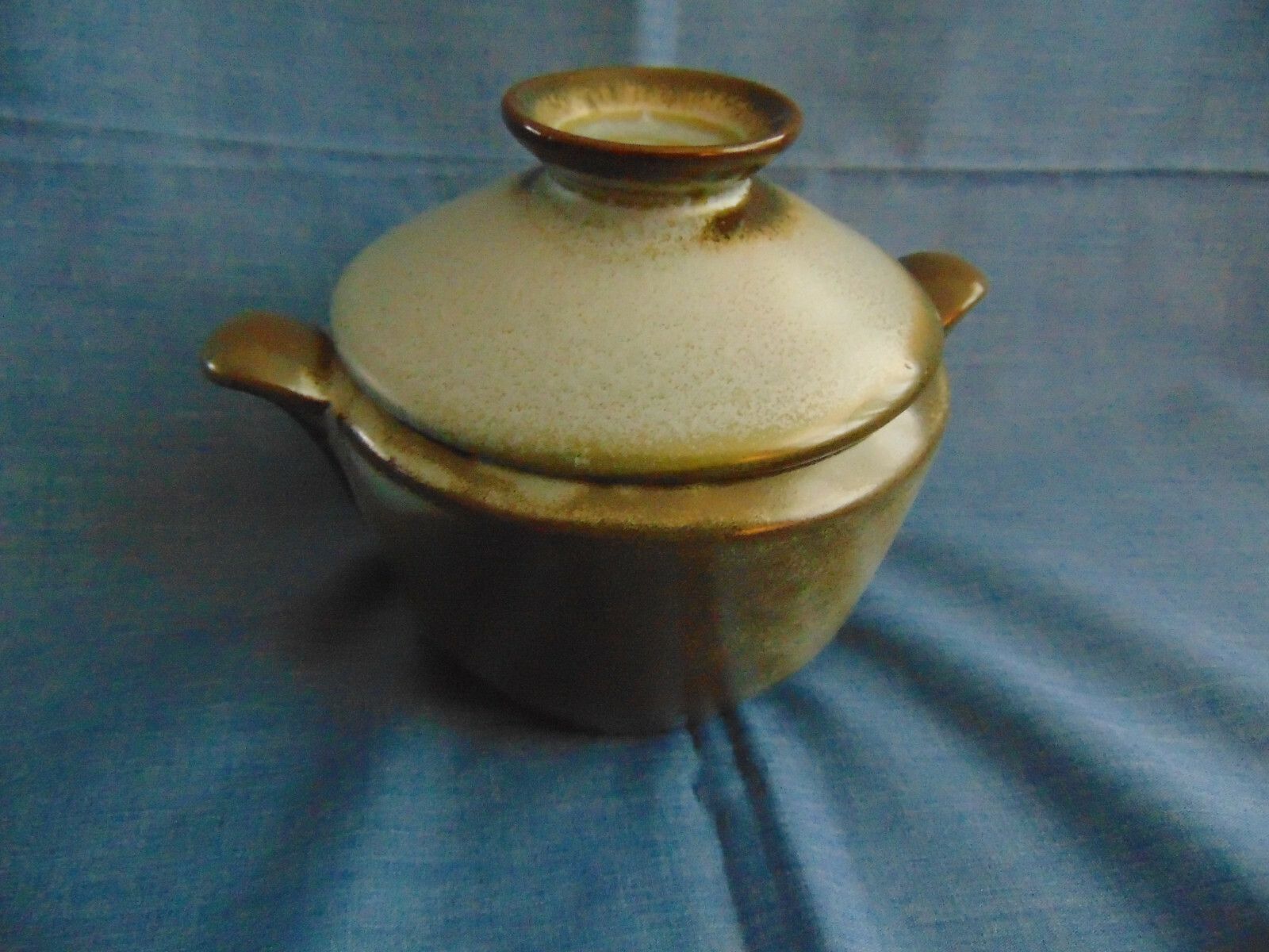 VTG FRANKOMA POTTERY WESTLAND WOODLAND MOSS 6B SUAR BOWL W/LID