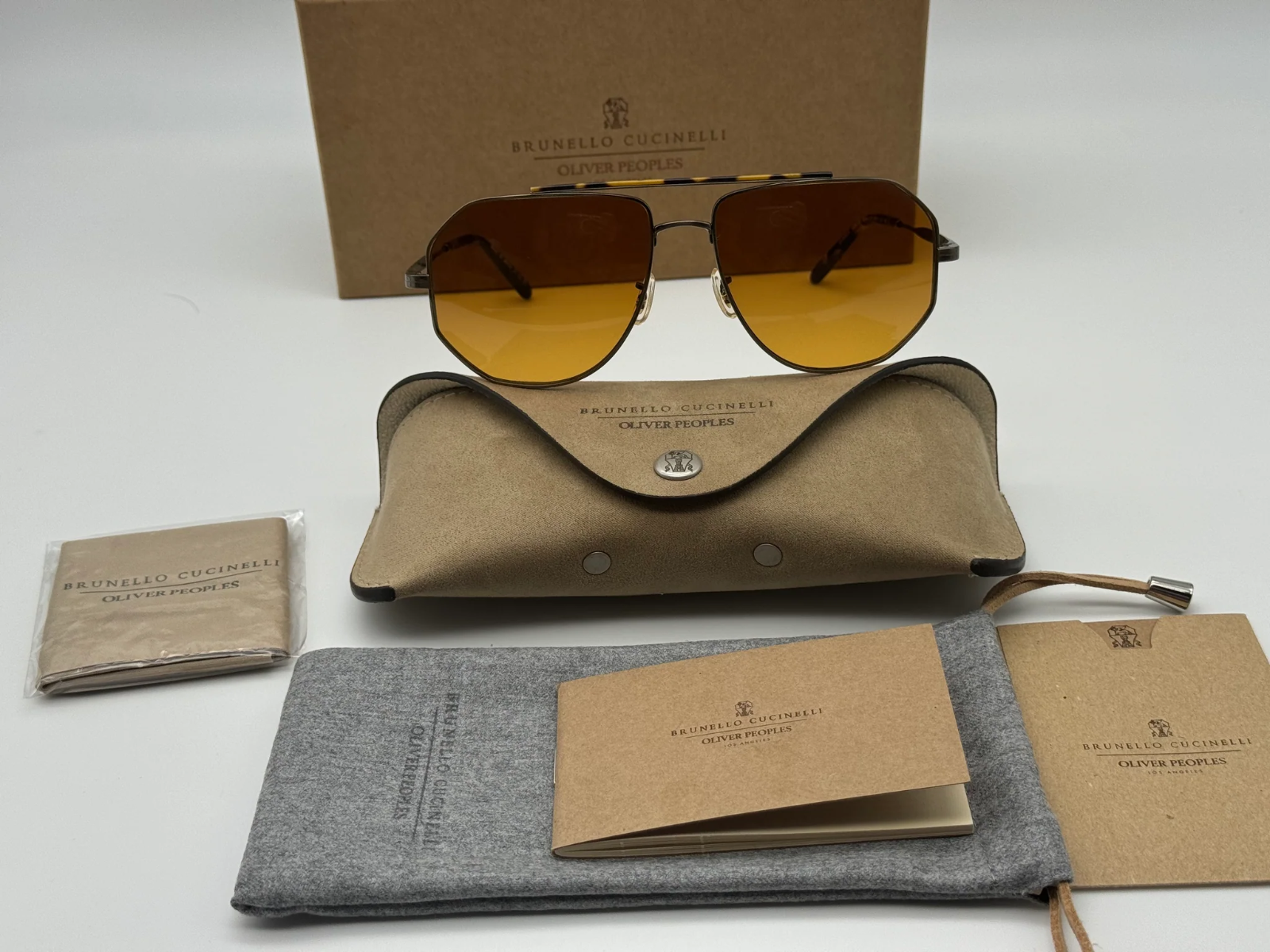Pre-owned Oliver Peoples Moraldo 59mm Ov 1317 Antique Gold / Cognac Gradient Brunello In Cognic