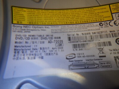 Sony Optiarc AD-7203S DVD±RW DL SATA Drive w/LabelFlash   black