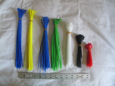 NEW 500-pk Nylon Cable Ties - Assorted Colors & Sizes - Heat Resist to 185°F