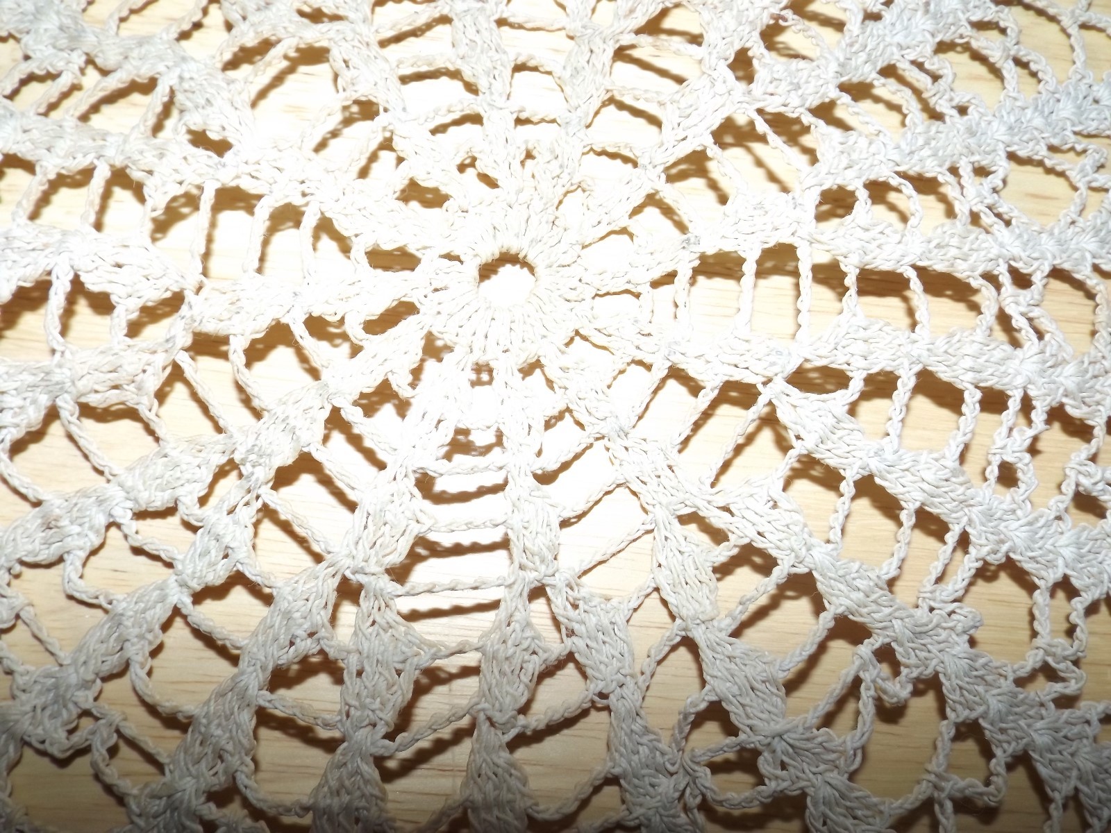 Vtg Round Beige Off White Starched Crocheted Crochet Doily 12