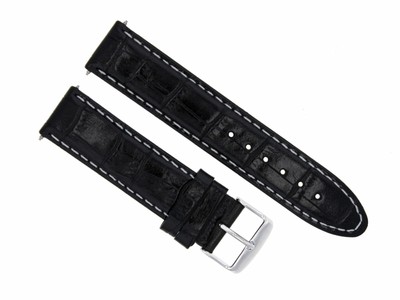 24MM PREMIUM LEATHER WATCH STRAP BAND FOR OMEGA AQUA TERRA RAILMASTER BLACK WS