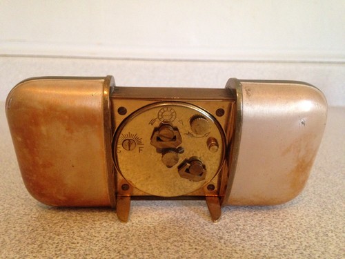 Vintage German EUROPA 7 Jewel Purse Clock, Collapsible & Asian Inscribed, Works