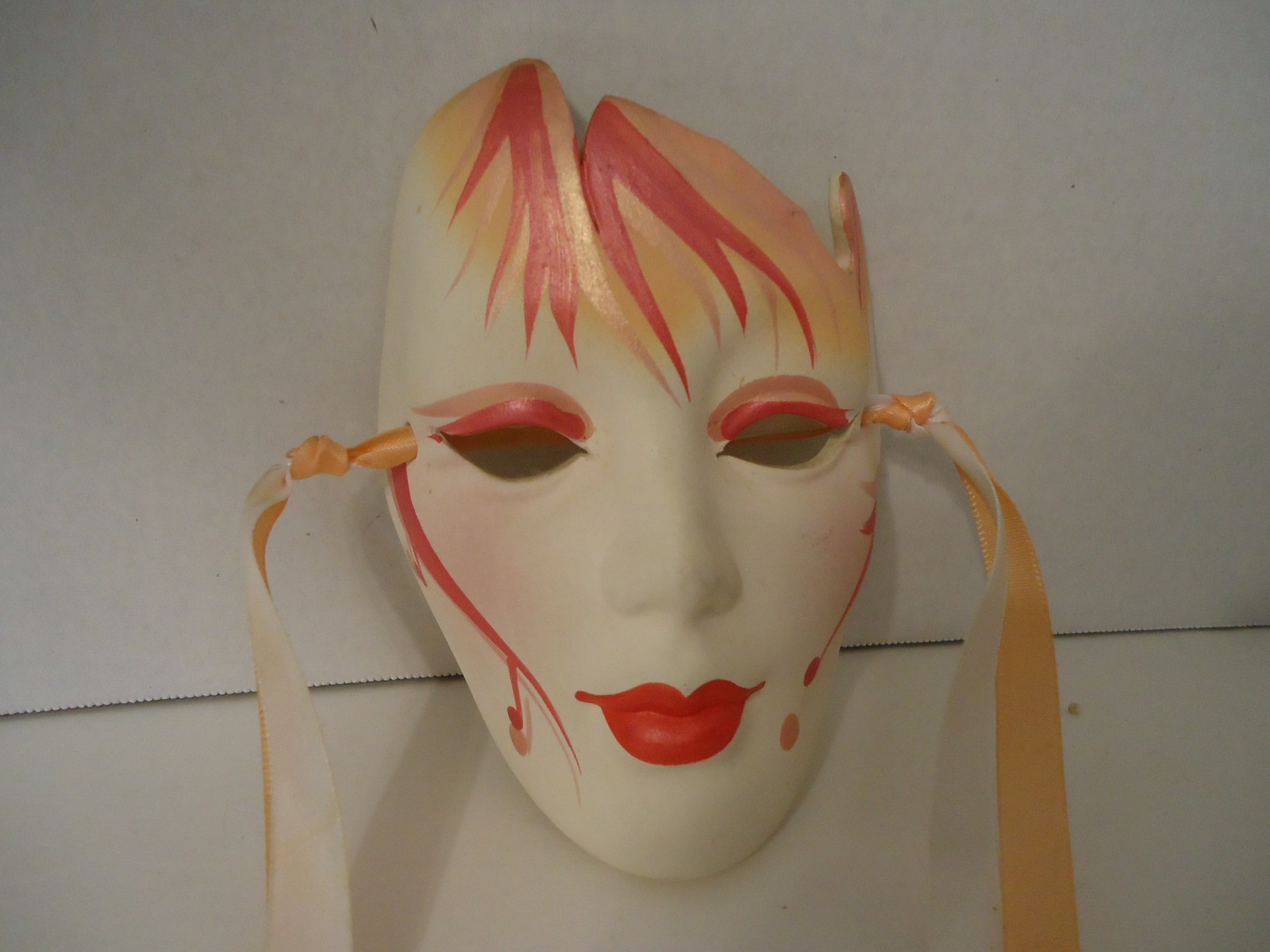 Vintage Drama Theater Face Clay Chalk Mask Wall Decor Lot of 2  6