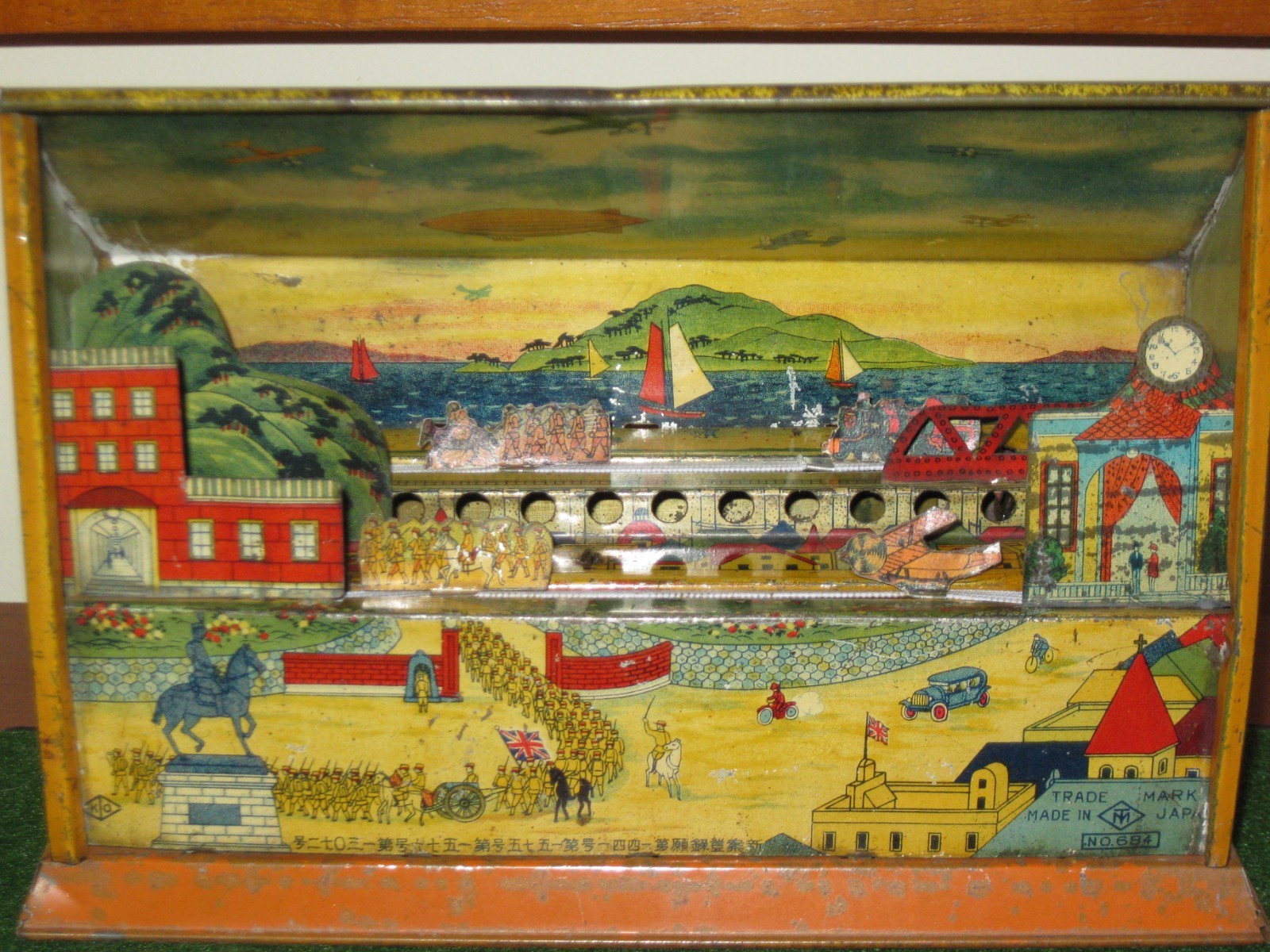 Pre War JAPAN PANORAMA WIND UP Tin Litho by Masudaya strong graphics WORKS