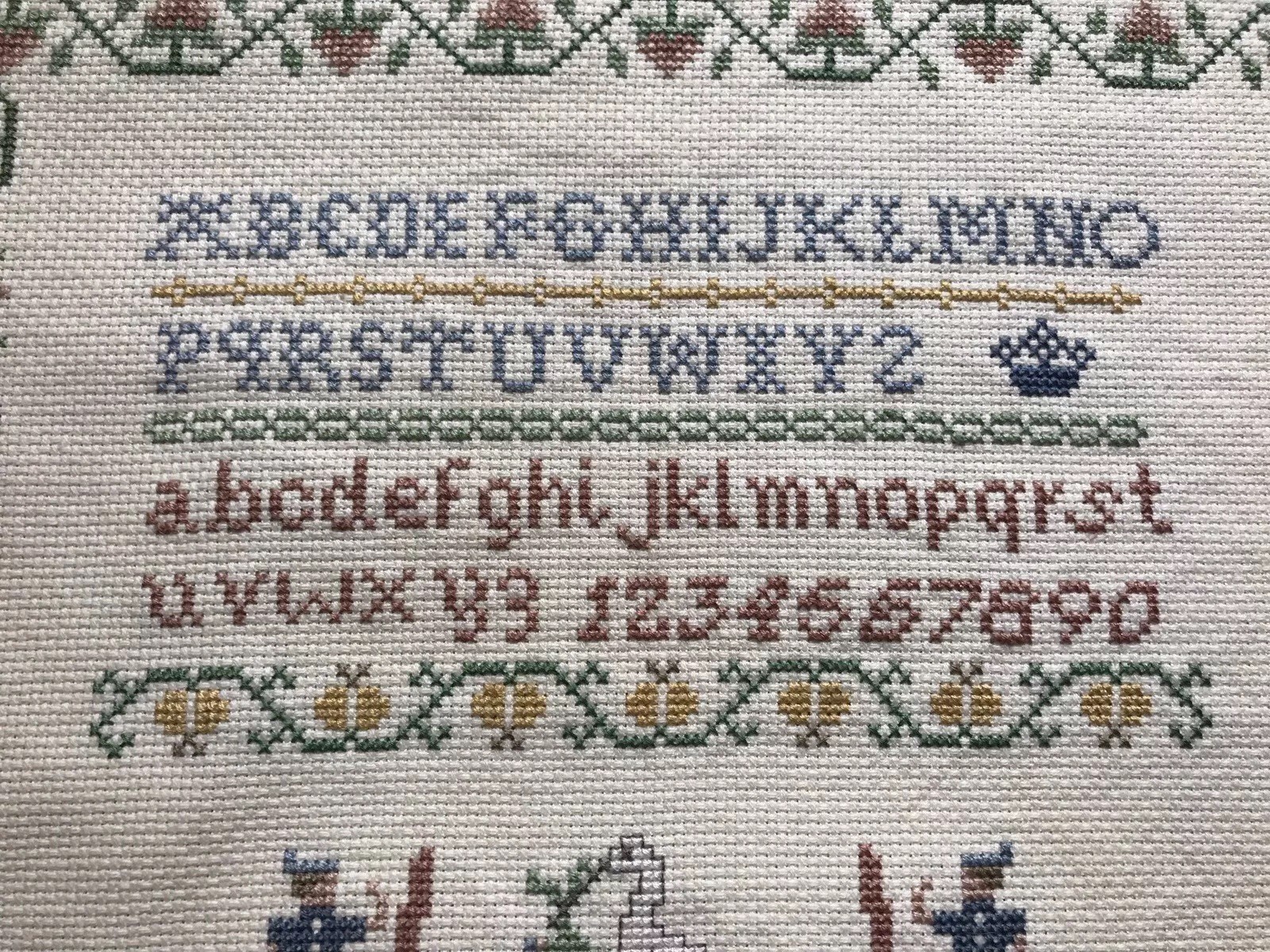 Counted Cross Stitch Baby Birth Record Alphabet Sampler Unfinished Unframed