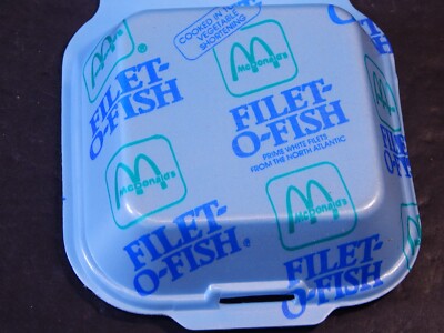 Vintage McDonalds RARE Unused 1980s Filet of Fish Clam Shell Styrofoam Container