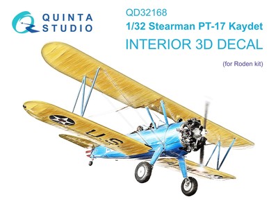 1:32 Decal Stearman Pt-17 Kaydet Interior 3D Color decal Quinta QD32168 (Roden)