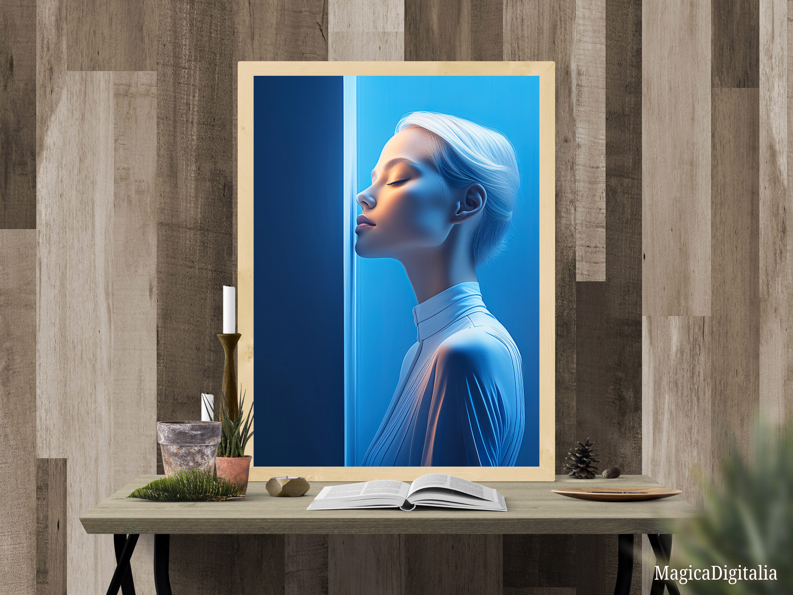 Woman Portrait, Minimalism, Digital AI Art, Wall, Poster Print, Instant Download
