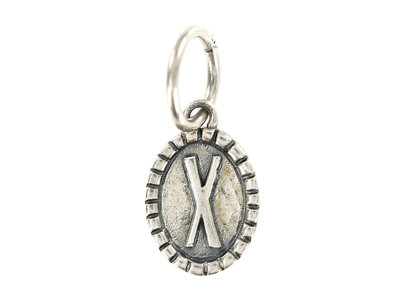 WAXING POETIC Imprinted Oval Charm Upper Letter 'X' Sterling Silver 145343
