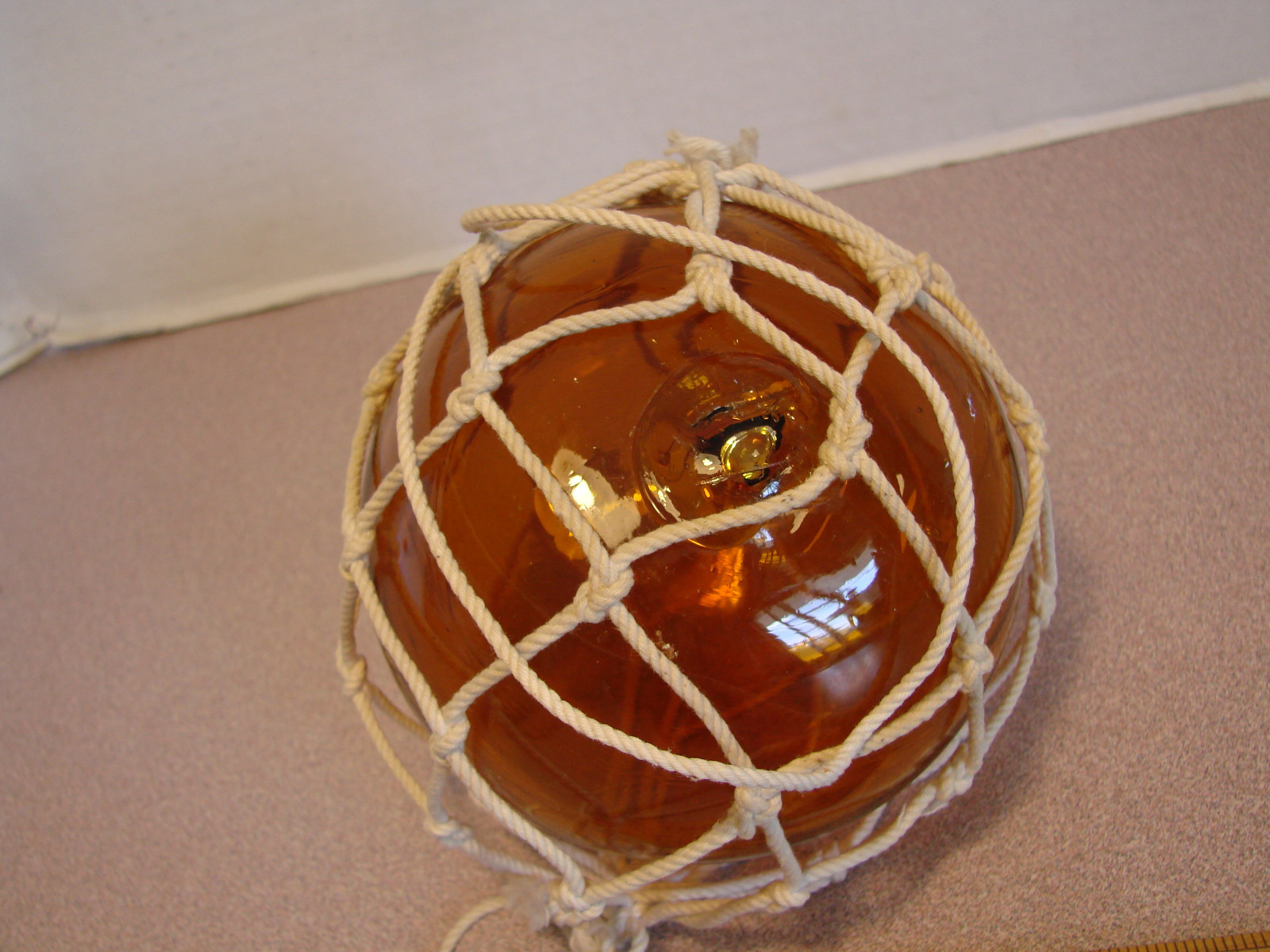 4.75 INCH ORANGE GLASS FLOAT BALL FISHING NET