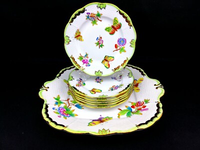Herend Queen Victoria VBO Dessert Set for 6 people