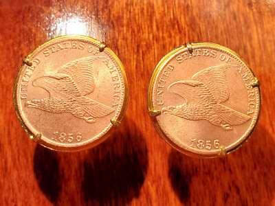 1856 U.S. Flying Eagle Cent Penny Unique Coin Cufflinks! Free S&H + Gift Box!