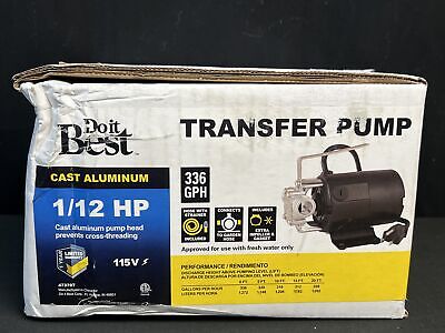 Do It Best 473707 1/12 HP Portable Garden Hose Centrifugal Transfer Pump New 