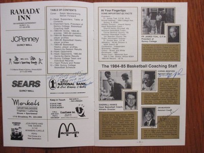 1984 Quincy College Men's Basketball Guide(15 Signed/SHERRILL HANKS/HENRY FELTON