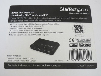 StarTech SV231UAF 2 Port VGA USB KVM and File Transfer New NIB