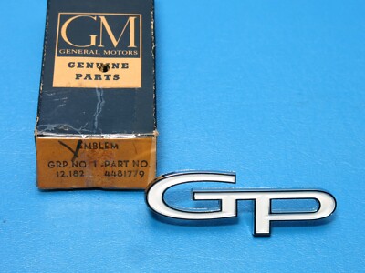 NOS GM 1965 Pontiac Grand Prix ''GP'' Hood / Trunk Deck Lid Emblem 4481779