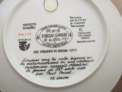 D'Arceau-Limoges Fr. Ganeau Decorator Plate Albertine la femme Liane1910 - EUC