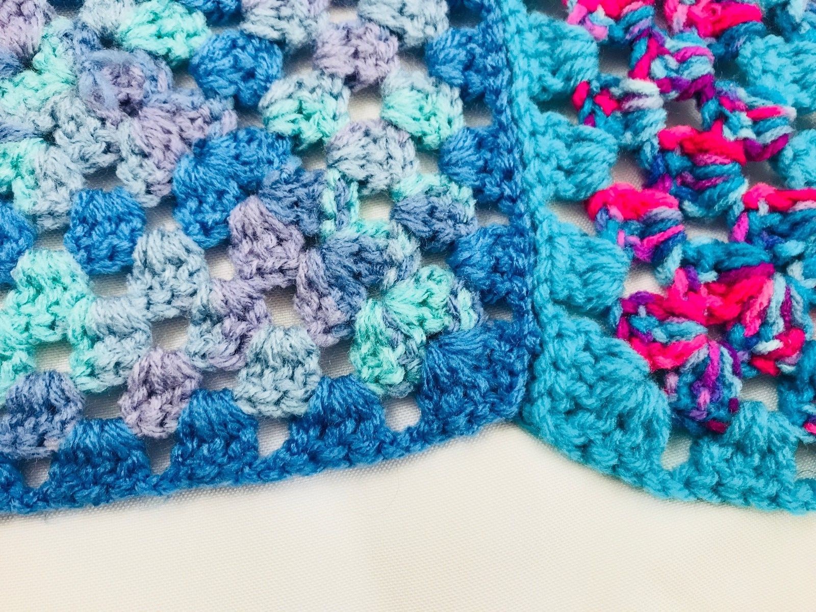 Afghan Throw Blanket Colorful Beautiful 50 x 42 inches Crochet Quilt Squares Kid