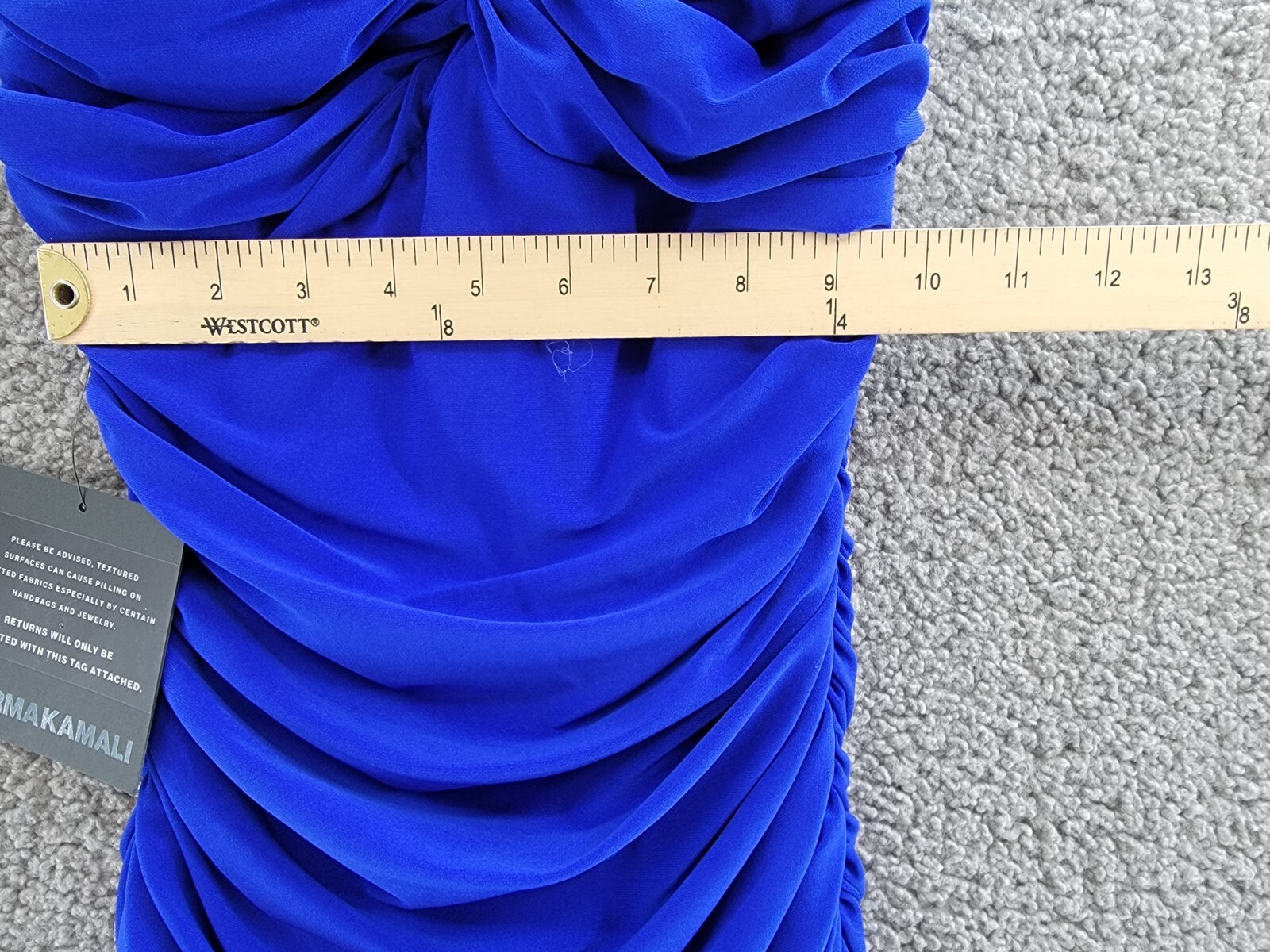 Norma Kamali Walter Ruched Dress Women's XS/34 Electric Blue Sweetheart Neck - Picture 5 of 15