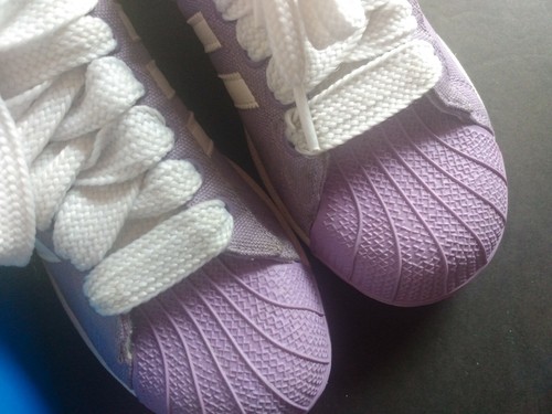 purple adidas shell toes
