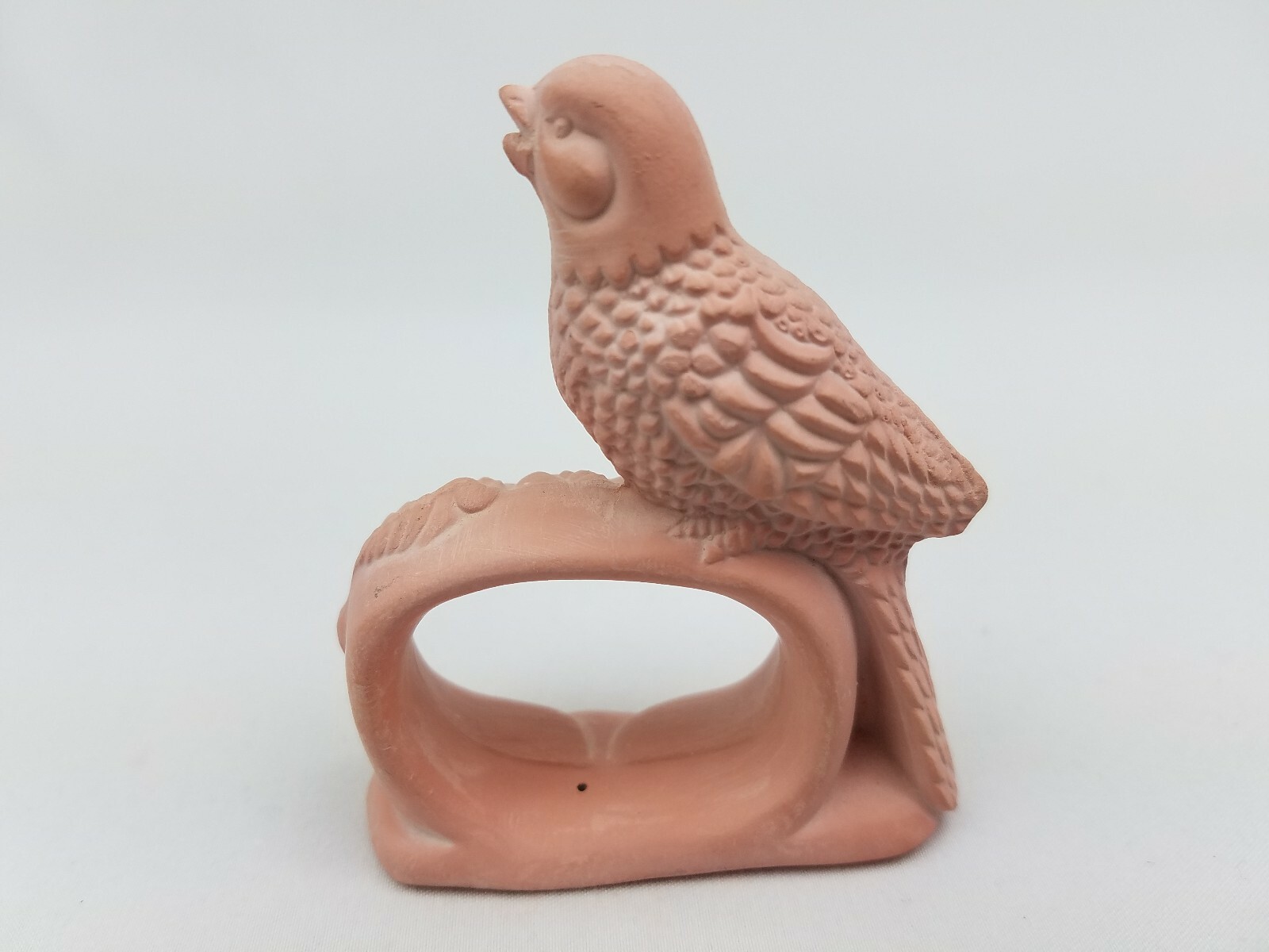 Mud Pie Ceramic Clay Bird Napkin Rings Holders Handcrafted Lot Set 4 Unglazed