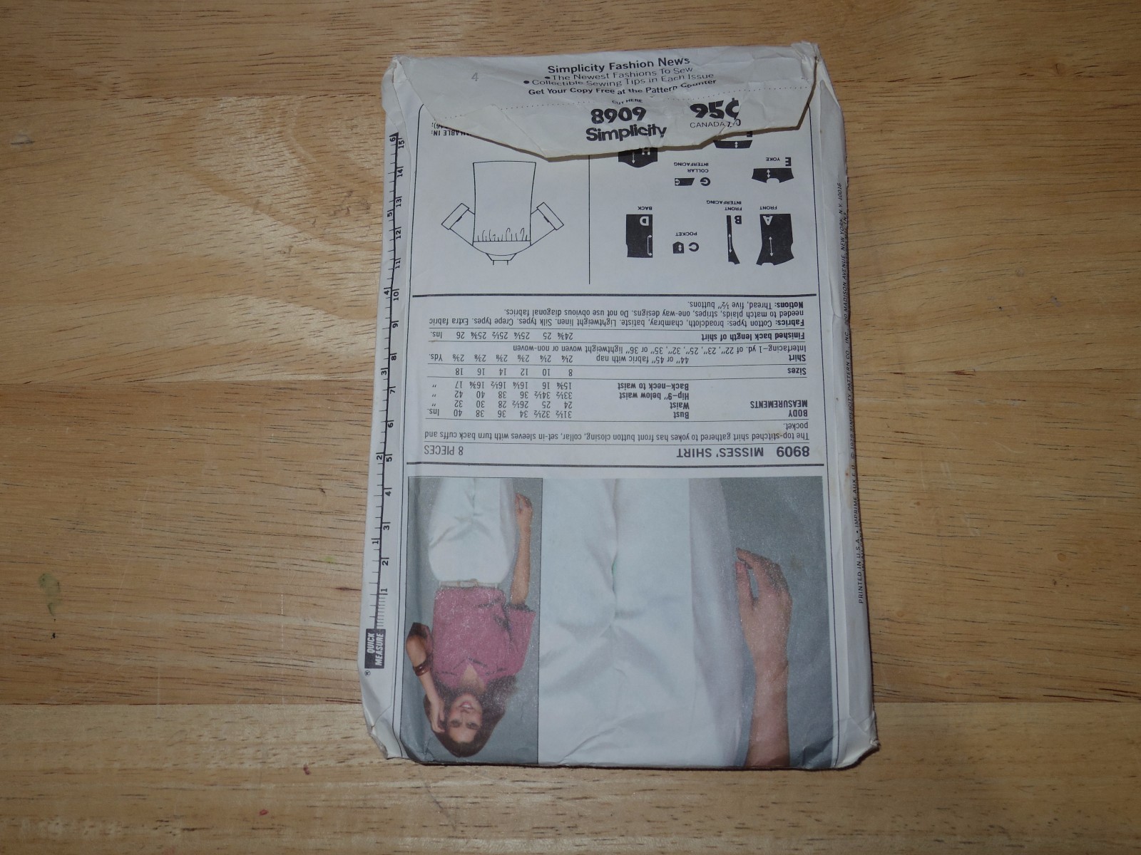 Simplicity ESP Sewing Pattern 8909 Misses' Stitched Yoked Button Shirt 14-16-18