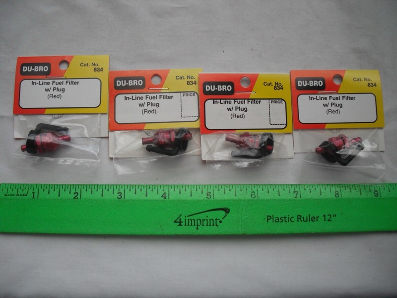 Lot of 4 Du-Bro 834 In-Line Fuel Filter, Plug, Red, R/C Plane Airplane Boat Car