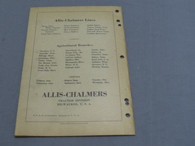 Vintage RUMELY 6 Tractor ALLIS CHALMERS Repair Parts catalog 36pgs original