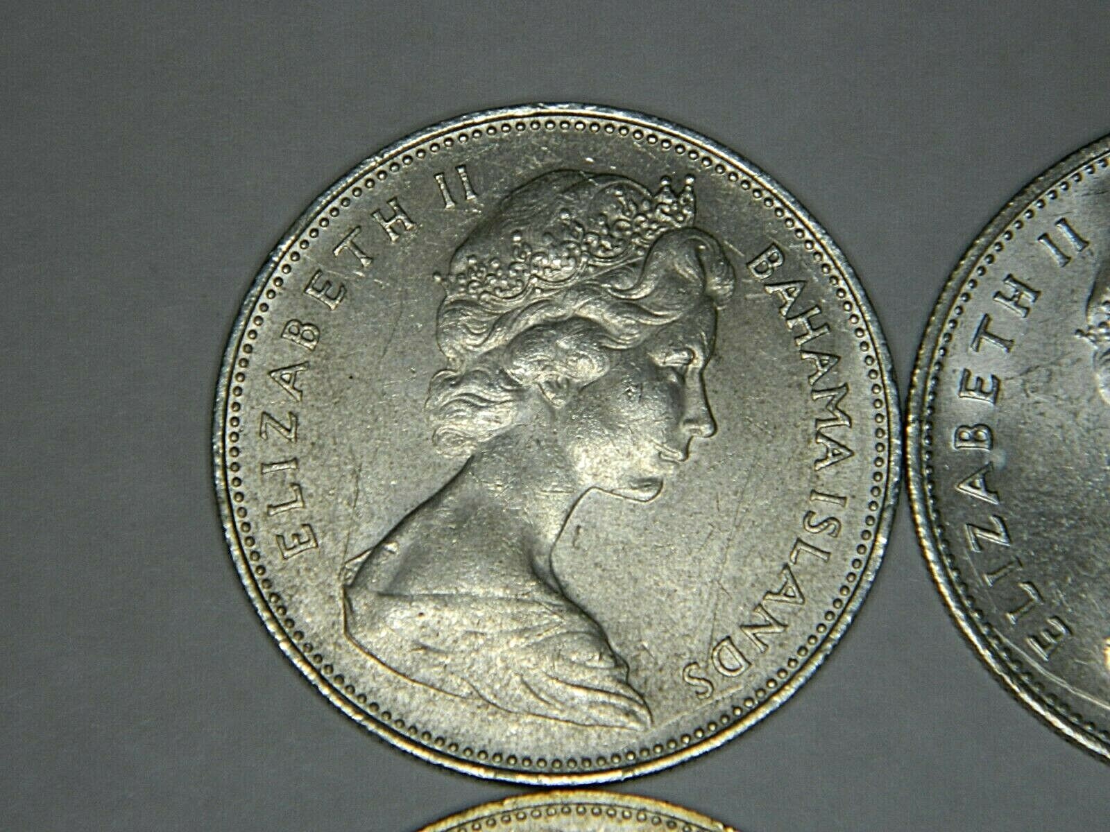 1966 Bahamas (80% silver) $1 Counch Shell silver Coins (Qty 4)